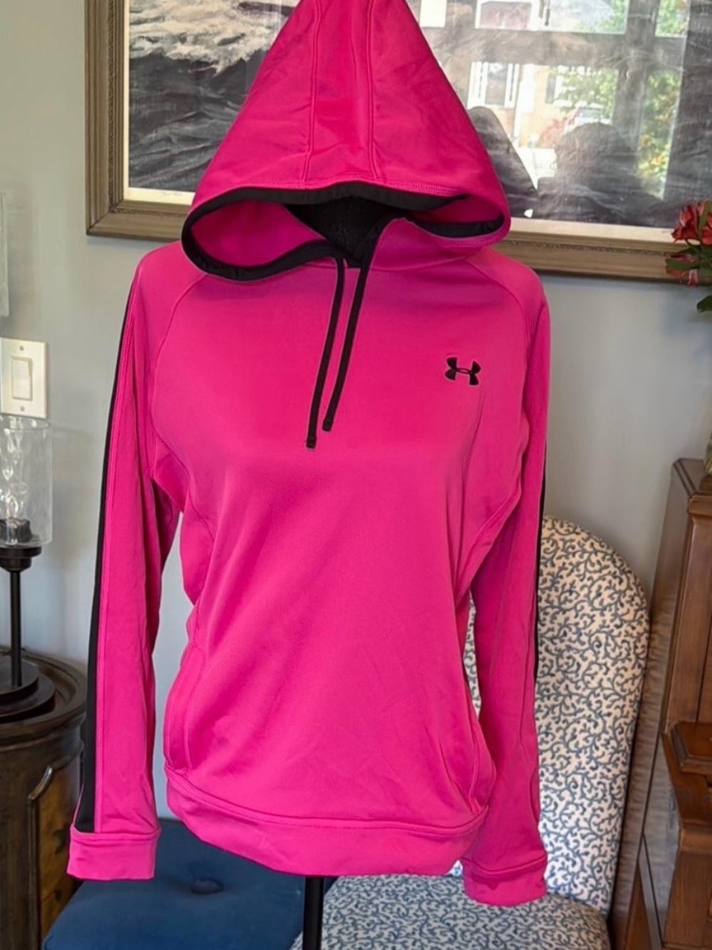 Under Armour Hot Pink Women's Hoodie with Black Trim